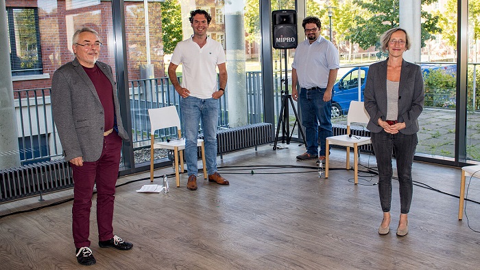 Gäste und Moderator der fünften Folge des LNDW-Podcasts, von links: Thomas Prinzler, Prof. Dr. Christian Hackenberger, Dr. Jobst Röhmel und Prof. Dr. Jeanette Schulz-Menger.  (Foto: LNDW/LHLK 2020)