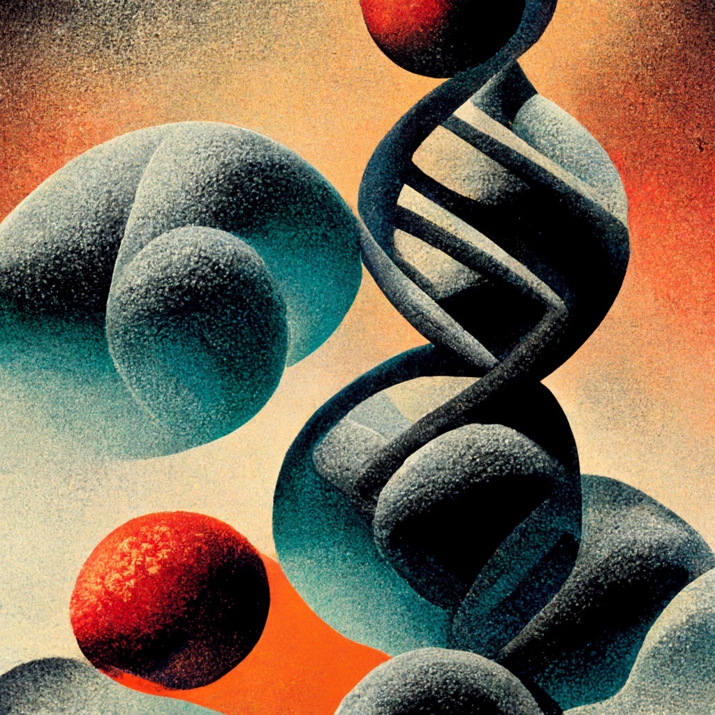 Illustration von Nanopartikeln, die aus einem Goldkern und einer Hülle aus Platin bestehen. Sie wirken als Signalverstärker, um mit CRISPR/Cas Enzymen Nukleinsäuren zu ermitteln. (Illustration: Midjourney)