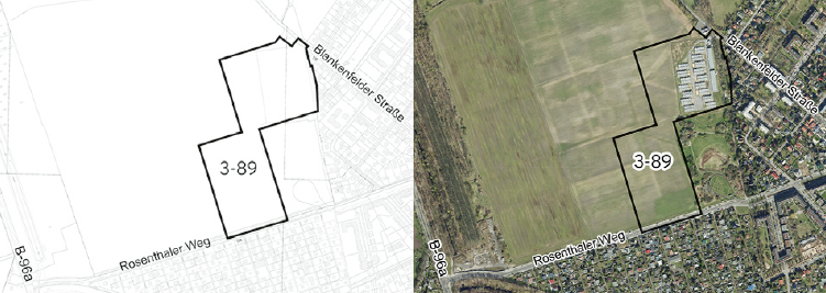 Umriss des Bebauungsplan 3-89. Quelle: SenStadt